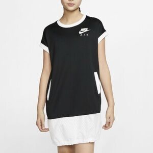 Nike Girls Sports Wearomens Air Short Sleeve Dress CU2458-010 Black White, Sz S